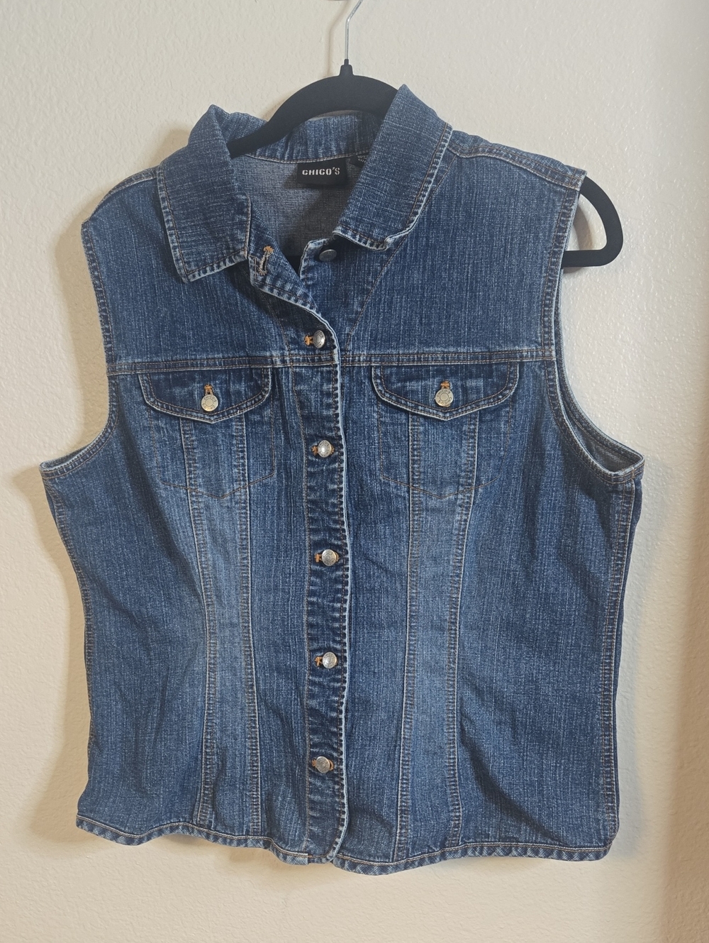 Chico's Dark Blue Sleeveless Denim Vest
